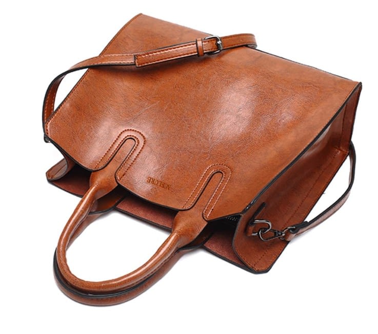 Women's Oil Leather Tote Shoulder Bag